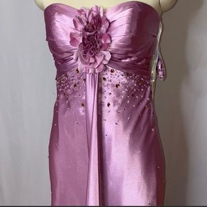 💜Sexy Strapless Orchid 3D Flower Embellished Dress Gown Pageant Women Long Prom